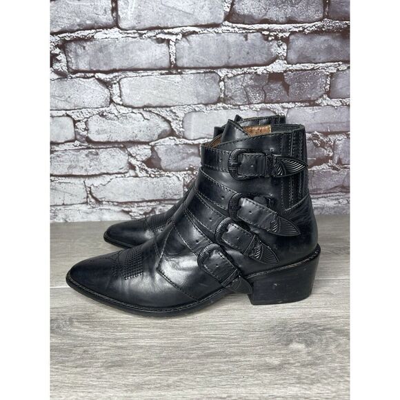 Alias Mae Black Leather Pointed Toe Buckle Straps Boots Women Sz 40EU/9.5M US - Picture 9 of 16